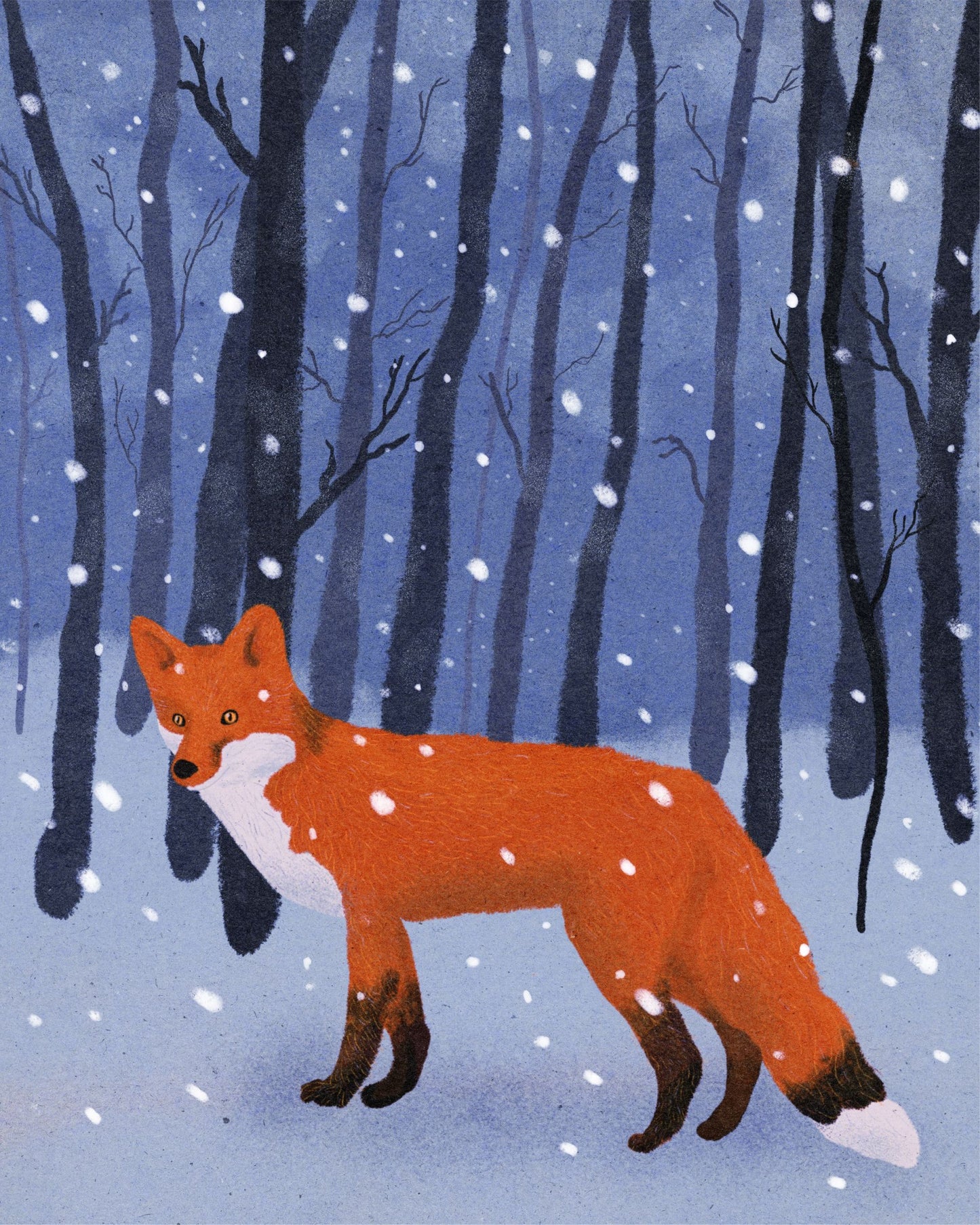 Fox In the Snow Illustration