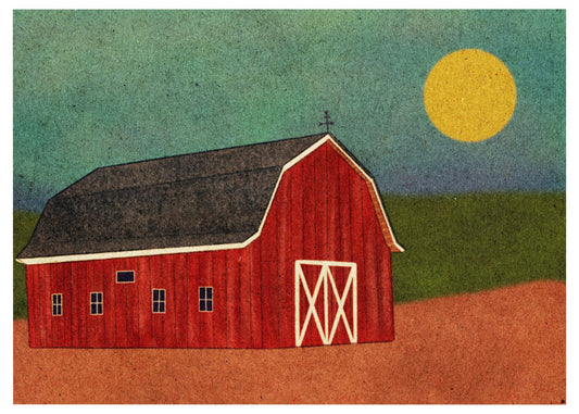 Barn at Sunrise Illustration